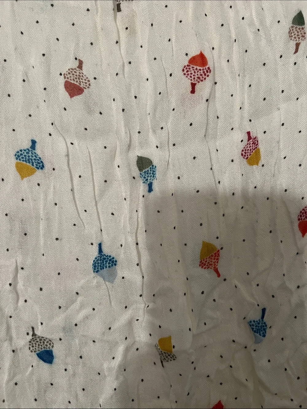 Talbots White Scarf with Multicolor Dot Floral Print